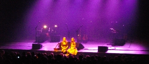 two little girls, all alone in front of the wolves