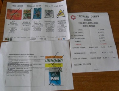 Passes and London show times.JPG