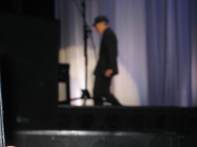 Leonard skipping off stage at end