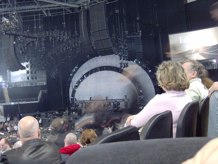 The stage, shot from the arm of my chair.