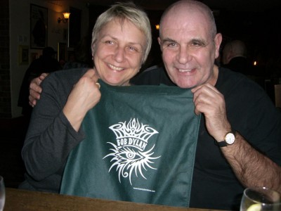 elke and i holding up my christmas present from finland