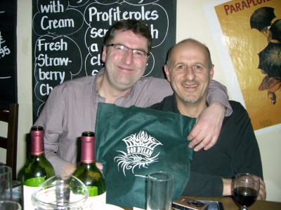 joe and henning having their 15 seconds of fame with my christmas present from finland