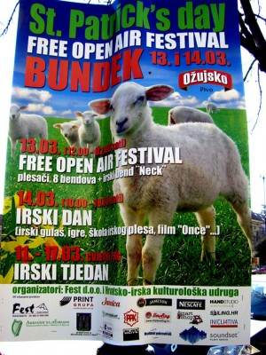 as the poster says irski tjedan (irish week) 11th - 17th..st patrick's day lasts a week in zagreb...beat that ireland