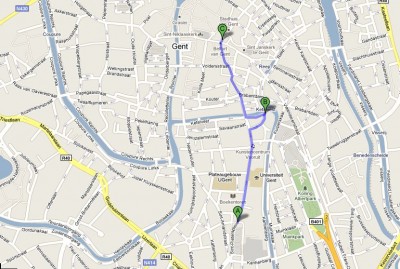 Map of Ghent for meetups, concert and old city center